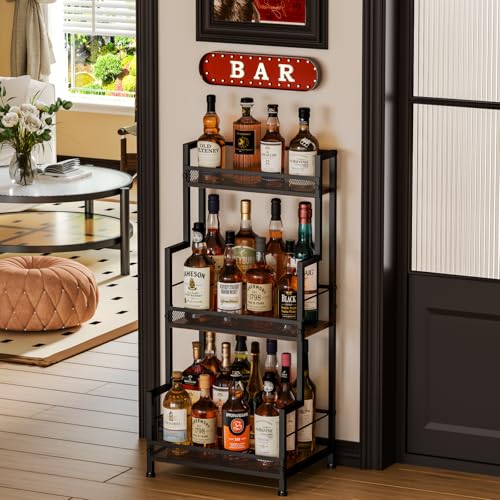 Bliesosfud Trapezoid Liquor Stand, 3 Tier Liquor Cabinet, Wine Bottle Display Shelf for Home Bar, Mini Corner Liquor Bottle Display Stand for Whiskey, Wine, Stepped Wine Rack Freestanding Floor - Image 4