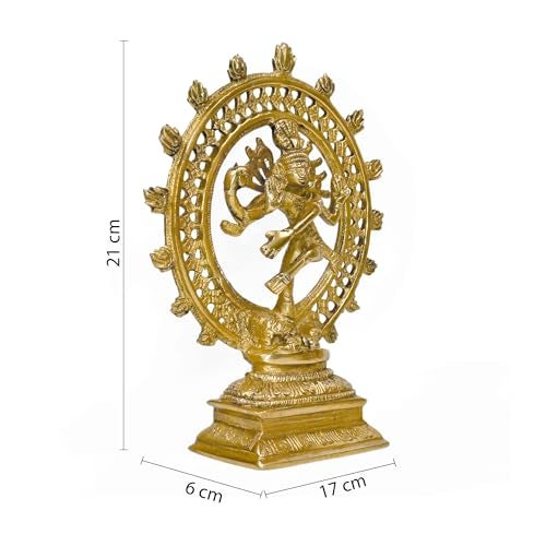 Pick End Now Idol Lord Shiva Shankar Dancing Natraj/Nataraja Statue Brass Handcrafted Decorative Sculpture | Product Dimensions - 17 x 6 x 21Cm, 1Kg - Image 4