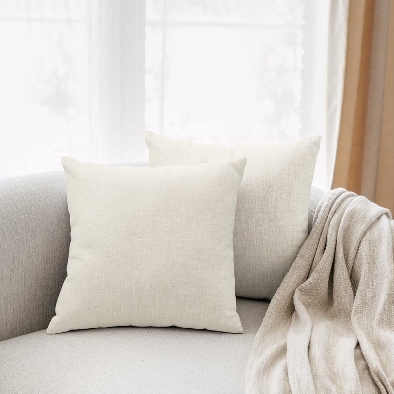 All Smiles Cream Throw Pillow Covers 18x18 Set of 2 Ivory White Decorative Farmhouse Dcor Cushion Cases Home Neutral Decorations Indoor Outdoor for Bed Sofa Couch Patio Bedroom
