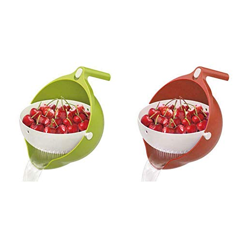 SONIQE New Double Drain Basket Bowl Washing Kitchen Strainer Noodle Vegetable Fruit Storage(Multi Color) - Image 4
