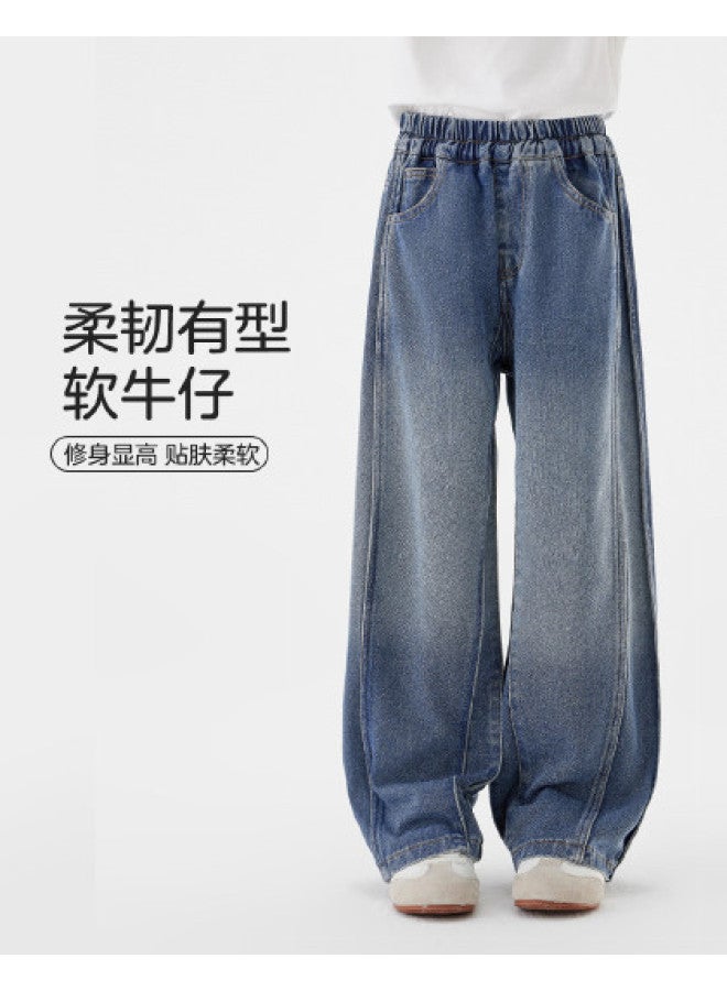 Zuoxi Girls' Jeans Spring/fall Loose Straight Leg Pants 2025 New Style Anti-fade Long Pants For Big Kids - Image 1
