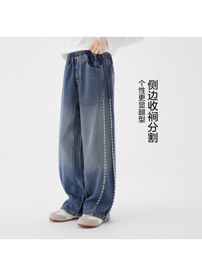 Zuoxi Girls' Jeans Spring/fall Loose Straight Leg Pants 2025 New Style Anti-fade Long Pants For Big Kids - Image 3