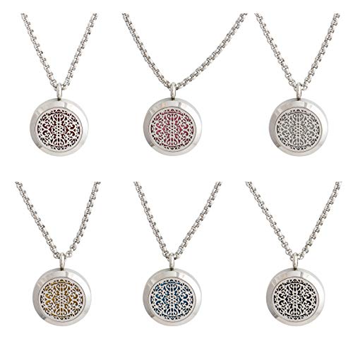 mEssentials Wild Essentials Wrought Iron Essential Oil Diffuser Necklace, Stainless Steel Locket Pendant with 24 inch Chain, 12 Color Refill Pads, Customizable Color Changing Perfume Jewelry for Aromatherapy - Image 2