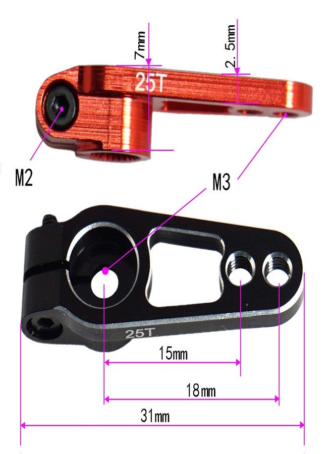 Vgoohobby 2PCS Metal 25T Servo Horn 25 Teeth Spline Steering Arm Server Rocker Compatible with Futaba Savox Power HD Emax MG995 MG996 Servos Motors RC Car Crawler Drift Car Airplane Boat - Image 4