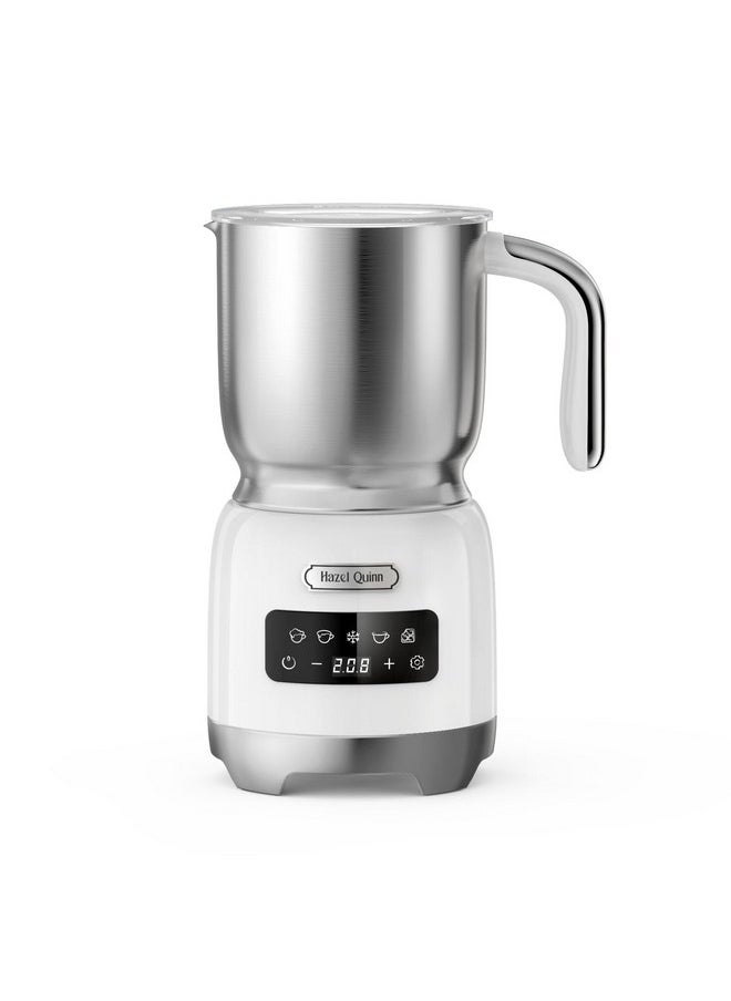 HAZEL QUINN - Hazel Quinn Milk Frother, 5 Functions, Variable Temp & Thickness Frother and Steamer, Detachable for Dishwasher Safe, 400ML/13.5OZ for Hot & Cold Latte, Cappuccino - Pearl White - Image 1