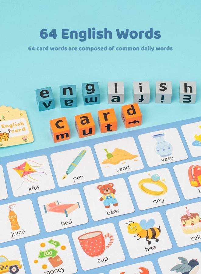 Premium English Spelling Educational Building Blocks Toy for Kids | Interactive Word Formation Game with 20 Alphabet Blocks, 64 Vocabulary Cards & Bell | Safe, Portable & Enhances Cognitive Skills - Image 4