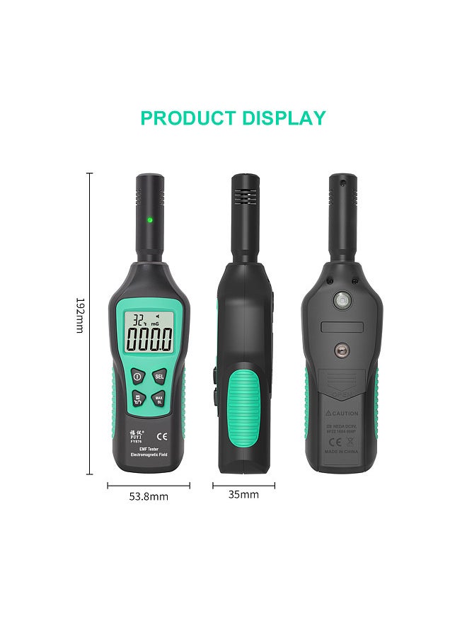 EMF Meter Electromagnetic Radiation Detector Household Handheld High Precision Electromagnetic Wave Radiation Tester Radiation Monitor FY876 Black