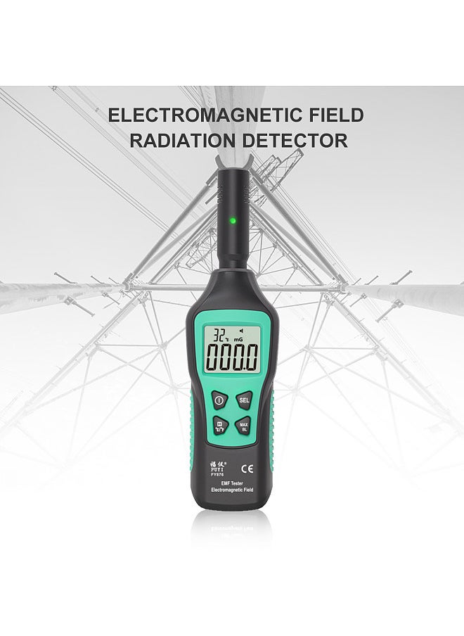 EMF Meter Electromagnetic Radiation Detector Household Handheld High Precision Electromagnetic Wave Radiation Tester Radiation Monitor FY876 Black