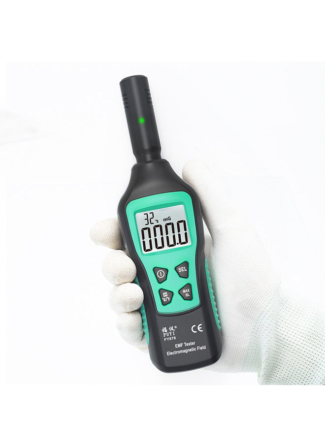 EMF Meter Electromagnetic Radiation Detector Household Handheld High Precision Electromagnetic Wave Radiation Tester Radiation Monitor FY876 Black