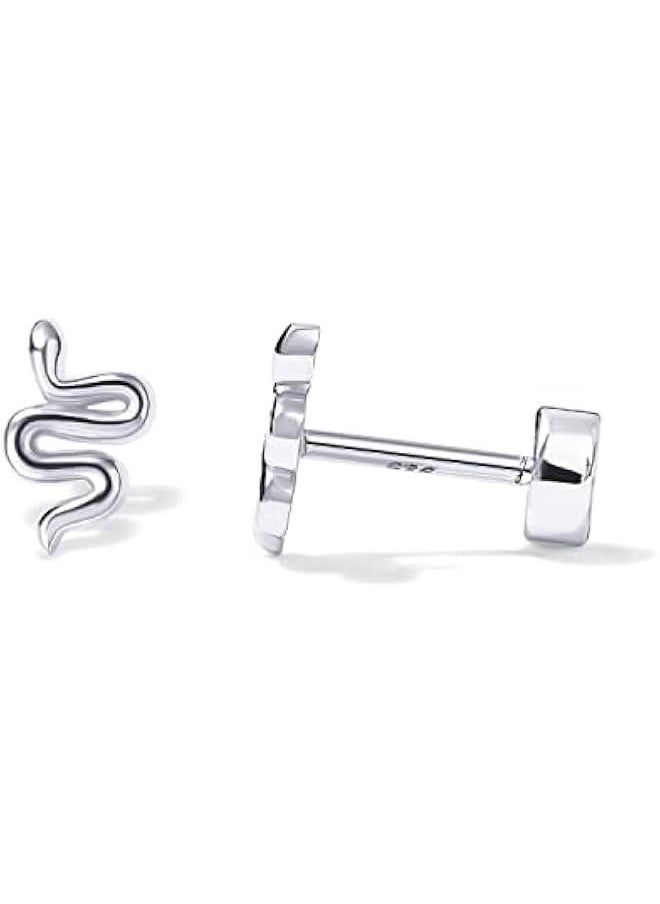PAVOI - 14K Gold Plated 925 Sterling Silver Posts Pair of Flat Back Stud Earrings for Women | Cartilage Helix Piercing | Heart Moon Snake erfly Earring - Image 1