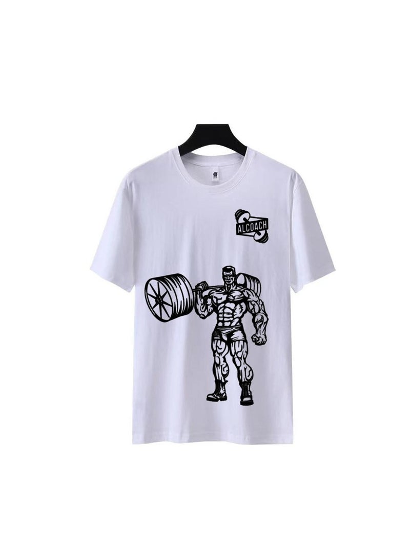 ALCOACH Men's Oversize T-shirt - ALCOACH - NEVER GIVE UP  Printed for exercise, gym and bodybuilding  - Image 4