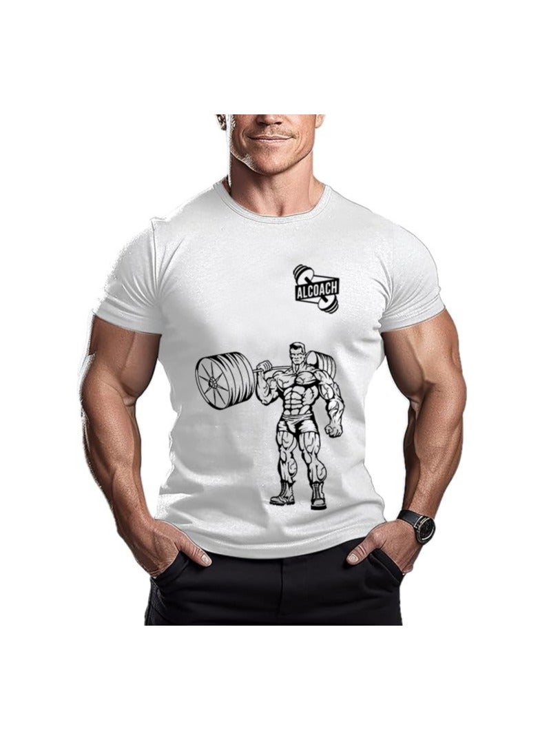 ALCOACH Men's Oversize T-shirt - ALCOACH - NEVER GIVE UP  Printed for exercise, gym and bodybuilding  - Image 1