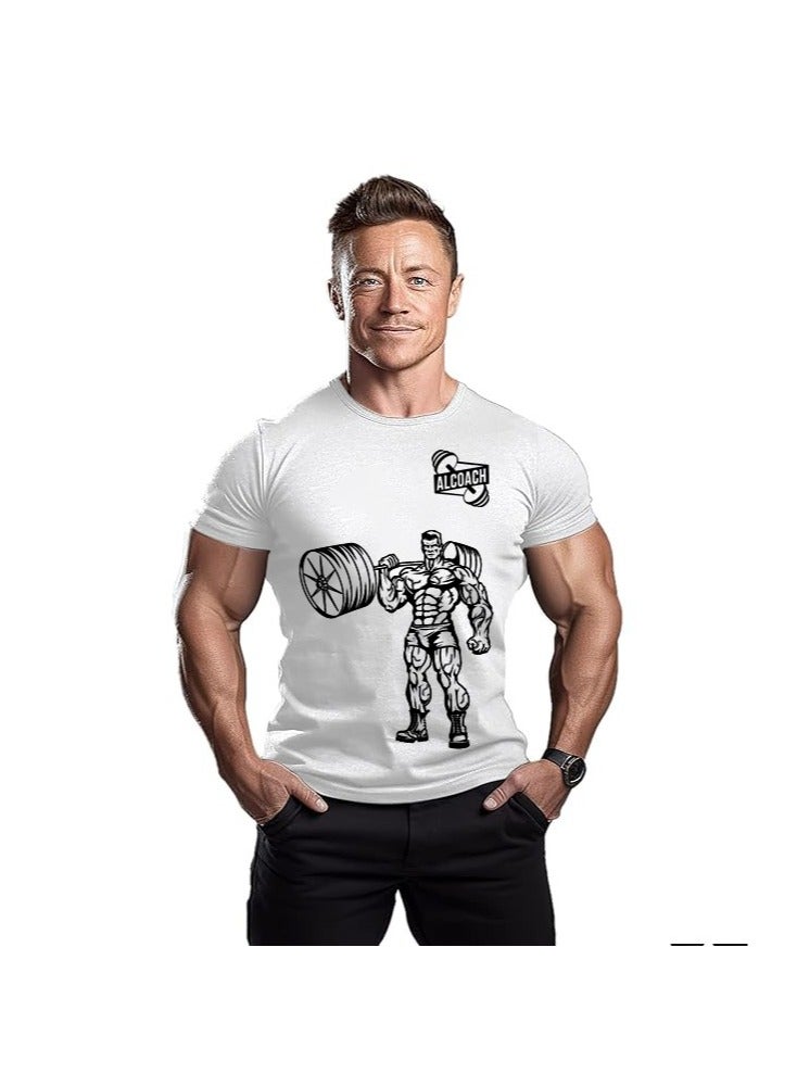 ALCOACH Men's Oversize T-shirt - ALCOACH - NEVER GIVE UP  Printed for exercise, gym and bodybuilding  - Image 2