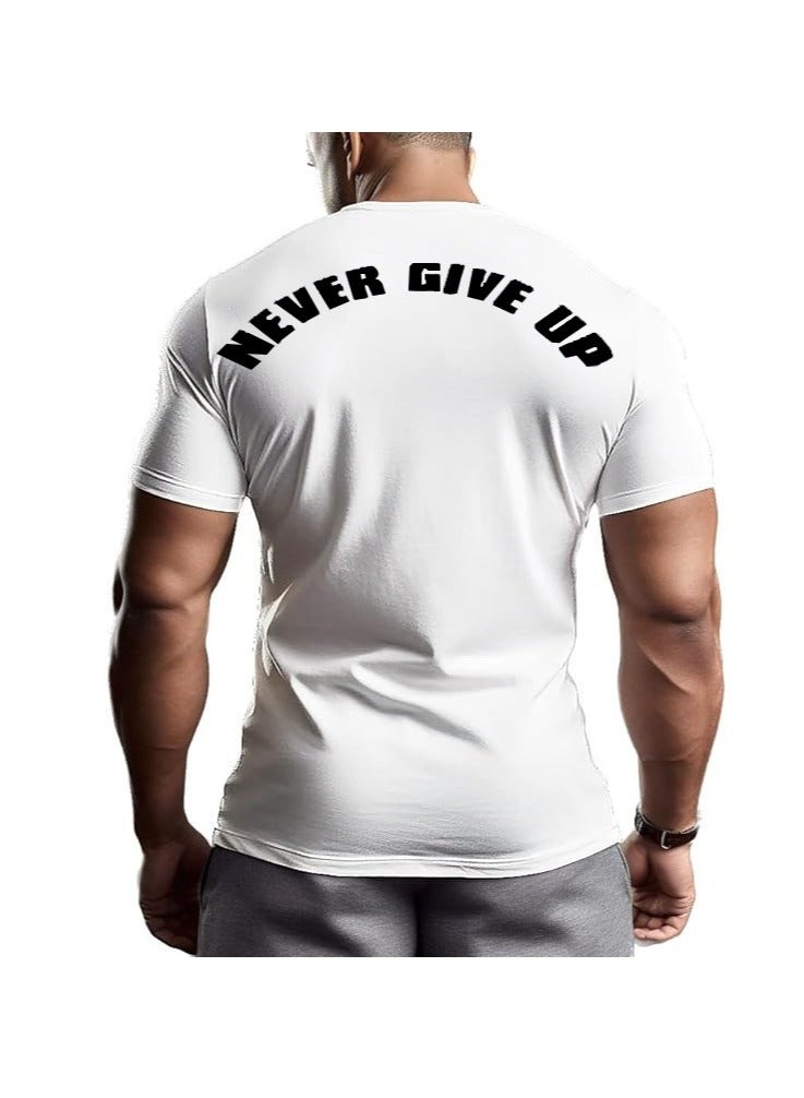 ALCOACH Men's Oversize T-shirt - ALCOACH - NEVER GIVE UP  Printed for exercise, gym and bodybuilding  - Image 3