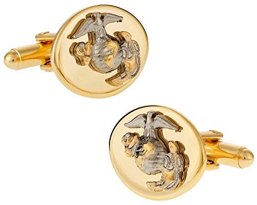 Cuff-Daddy Gold Silver USMC Marine Corp Eagle, Globe & Anchor Cufflinks for Officer with Presentation Box - Image 1