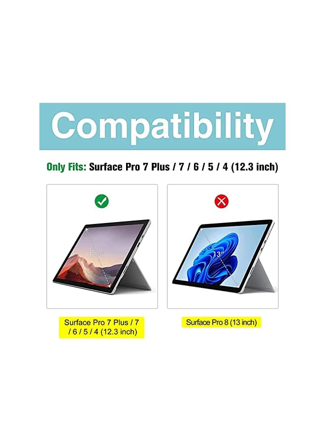 Procases Keyboard Case For Surface Pro 7 Plus(2021) / Pro 7 (2019) /Pro 6 (2018) /Pro 5 (2017) /Pro 4 (2015) 12.3" Tablet, Slim Light Smart Cover With Magnetically Detachable Wireless Keyboard -Black - Image 2