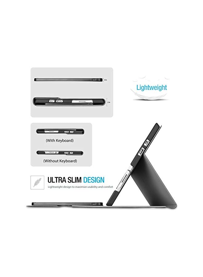 Procases Keyboard Case For Surface Pro 7 Plus(2021) / Pro 7 (2019) /Pro 6 (2018) /Pro 5 (2017) /Pro 4 (2015) 12.3" Tablet, Slim Light Smart Cover With Magnetically Detachable Wireless Keyboard -Black - Image 5