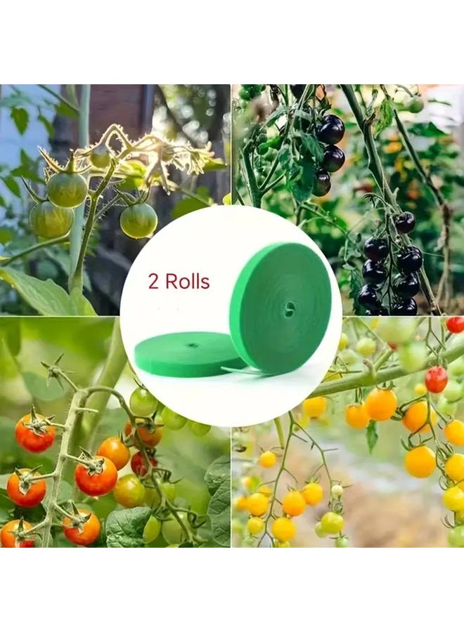 2 Rolls Adjustable Self Adhesive Nylon Green Plant Ties for Climbing Plants Flowers Reusable Rope Alternative Indoor Outdoor Use Green - Image 1