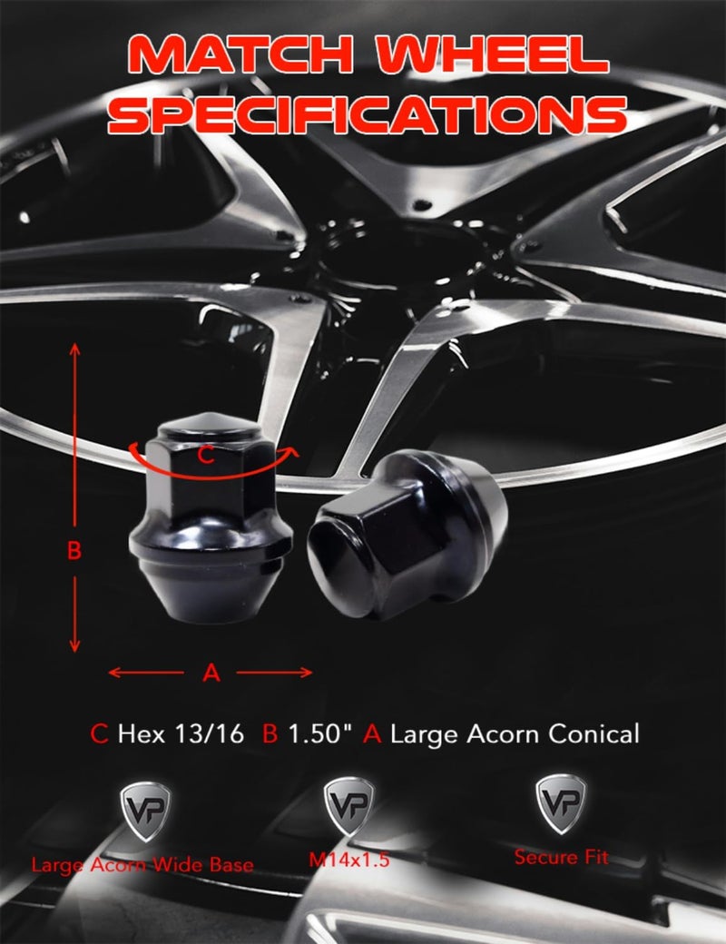 Veritek Performance Black Acorn Seat Lug Nuts Set - Image 4