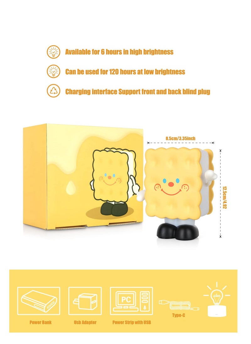 SYOSI - Night Light for Kids, Cartoon Biscuit Lamp, Cookies Cute Lamp with Movable Arms, USB Rechargeable Baby Night Light for Desk Decor, Bedroom Bedside, Children Baby Toddler, Gift for Kids - Image 1