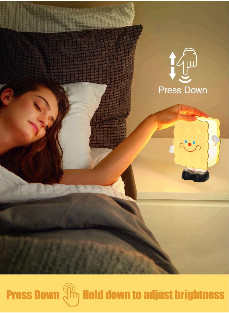 SYOSI - Night Light for Kids, Cartoon Biscuit Lamp, Cookies Cute Lamp with Movable Arms, USB Rechargeable Baby Night Light for Desk Decor, Bedroom Bedside, Children Baby Toddler, Gift for Kids - Image 1