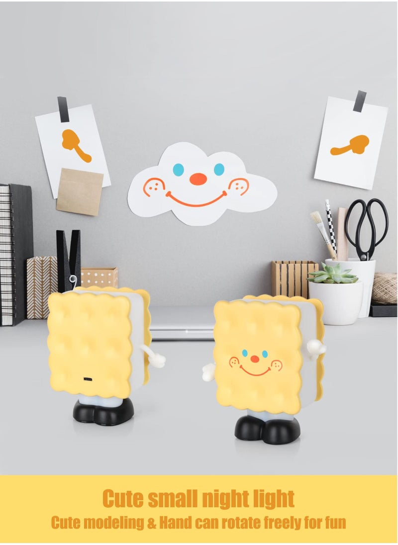 SYOSI - Night Light for Kids, Cartoon Biscuit Lamp, Cookies Cute Lamp with Movable Arms, USB Rechargeable Baby Night Light for Desk Decor, Bedroom Bedside, Children Baby Toddler, Gift for Kids - Image 1