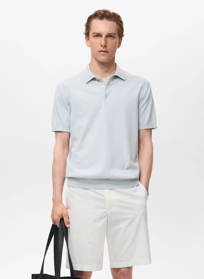 Mango Man Fine-Knit Polo Shirt