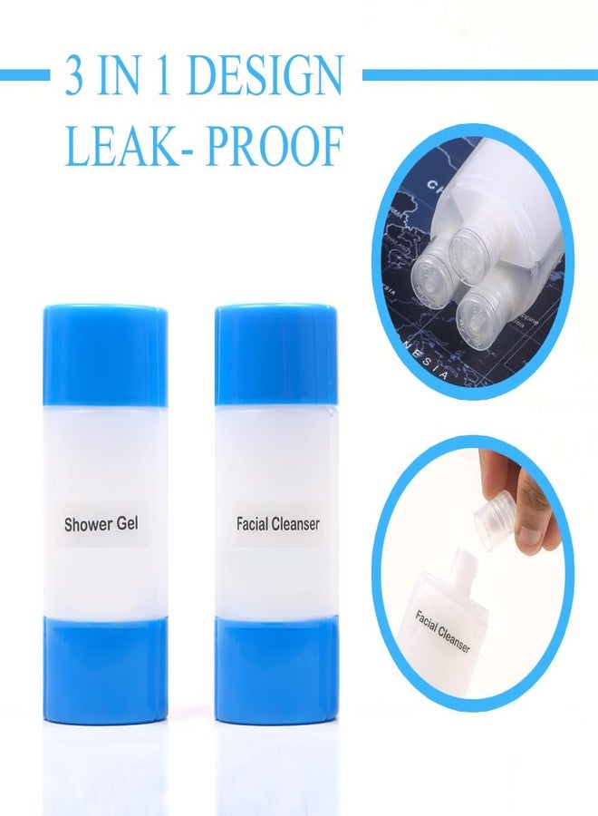 INOVERA (LABEL) 1 Piece Refillable Travel Bottles for Toiletries - 3 in 1 Plastic Shampoo, Cream, Conditioner, Lotion Storage Container - Travelling Accessories (Blue) - Image 2