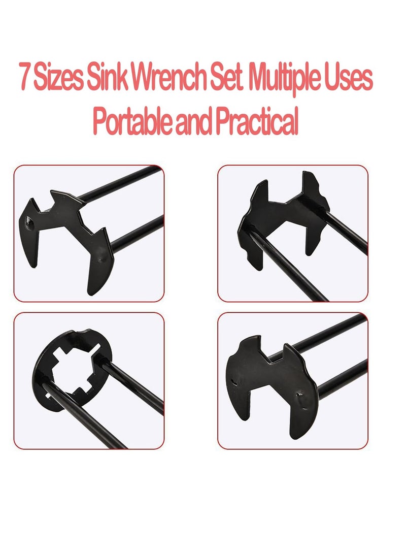 Excefore Multifunctional Basin Wrench, 2 Pcs Plumbing Wrench, Sink Wrench, Faucet Wrench Tool, 7 Sizes Universal, Under Sink Plumbers Wrench for Kitchen, Bathroom, Tight Spaces, Black  - Image 3