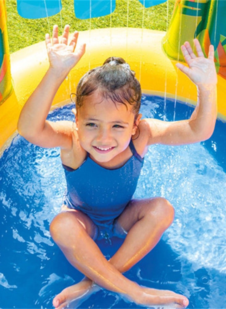 INTEX Dinosaur Inflatable Swimming Pool With Volcano Slide，Animal Cartoon Water Slide Play Center，Kid Portable Spray Water Pool，Security Lightweight Funny 249×191×109CM - Image 2