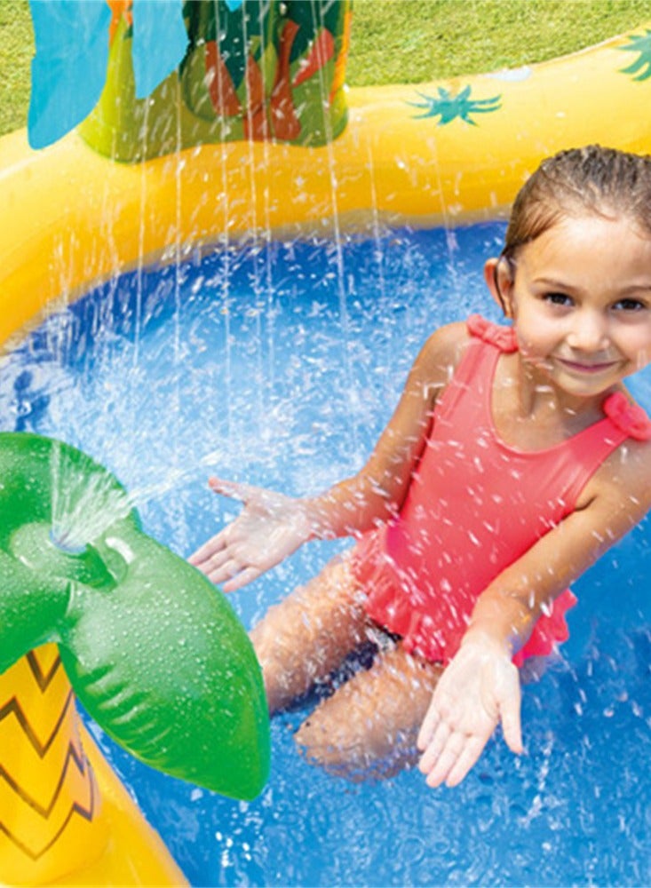 INTEX Dinosaur Inflatable Swimming Pool With Volcano Slide，Animal Cartoon Water Slide Play Center，Kid Portable Spray Water Pool，Security Lightweight Funny 249×191×109CM - Image 3