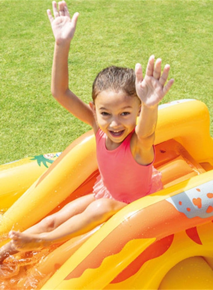 INTEX Dinosaur Inflatable Swimming Pool With Volcano Slide，Animal Cartoon Water Slide Play Center，Kid Portable Spray Water Pool，Security Lightweight Funny 249×191×109CM - Image 4