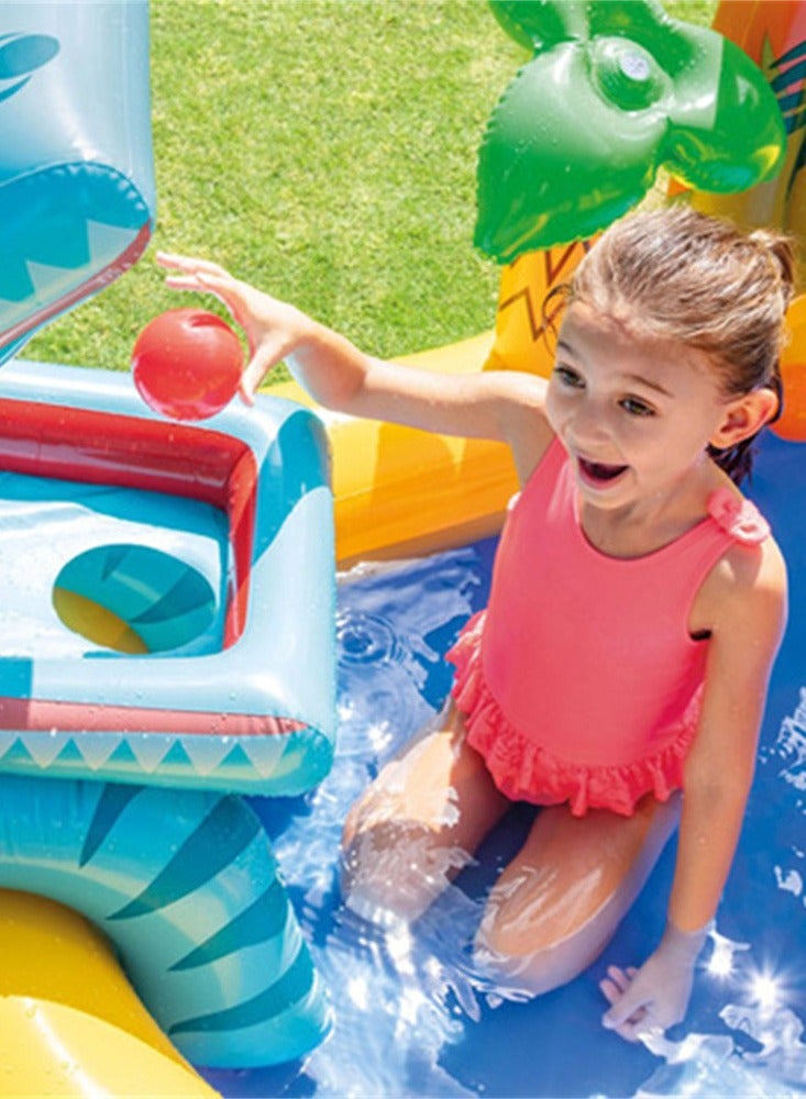 INTEX Dinosaur Inflatable Swimming Pool With Volcano Slide，Animal Cartoon Water Slide Play Center，Kid Portable Spray Water Pool，Security Lightweight Funny 249×191×109CM - Image 5