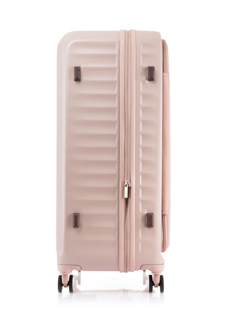 AMERICAN TOURISTER Frontec Suitcase, Check-In Size 79 cm / 29 inch, 4 Spinner Wheels, Hard Top, Polycarbonate, Strawberry|Expandable|Book Opening|2-in-1 Optimov™ + STEPause™ Shock Absorbing Wheels|TSA 008 Lock|DuoSaf™ Security Zipper - 3 Years International Warranty - Image 2