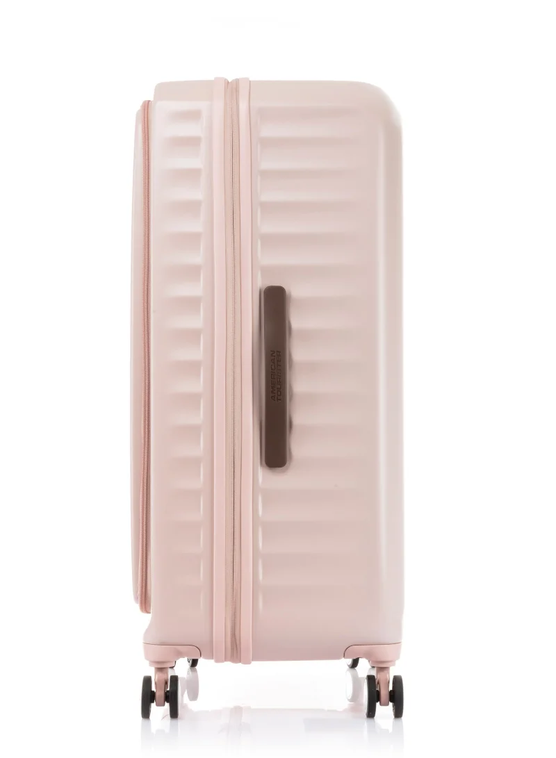AMERICAN TOURISTER Strawberry Frontec Suitcase, Check-In Size 79 cm / 29 inch, 4 Spinner Wheels, Hard Top, Polycarbonate, Strawberry|Expandable|Book Opening|2-in-1 Optimov™ + STEPause™ Shock Absorbing Wheels|TSA 008 Lock|DuoSaf™ Security Zipper - 3 Years International Warranty  | Best Price UAE