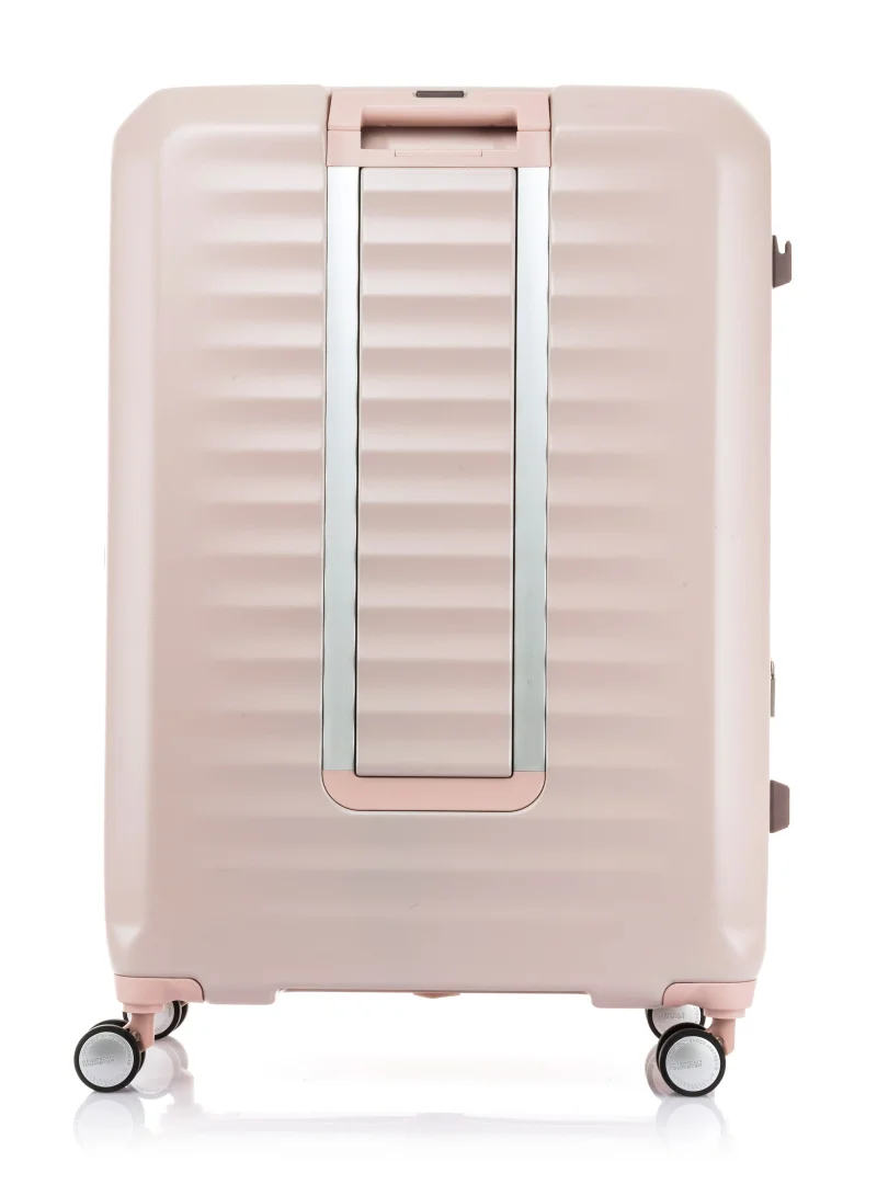 AMERICAN TOURISTER Strawberry Frontec Suitcase, Check-In Size 79 cm / 29 inch, 4 Spinner Wheels, Hard Top, Polycarbonate, Strawberry|Expandable|Book Opening|2-in-1 Optimov™ + STEPause™ Shock Absorbing Wheels|TSA 008 Lock|DuoSaf™ Security Zipper - 3 Years International Warranty  | Best Price UAE