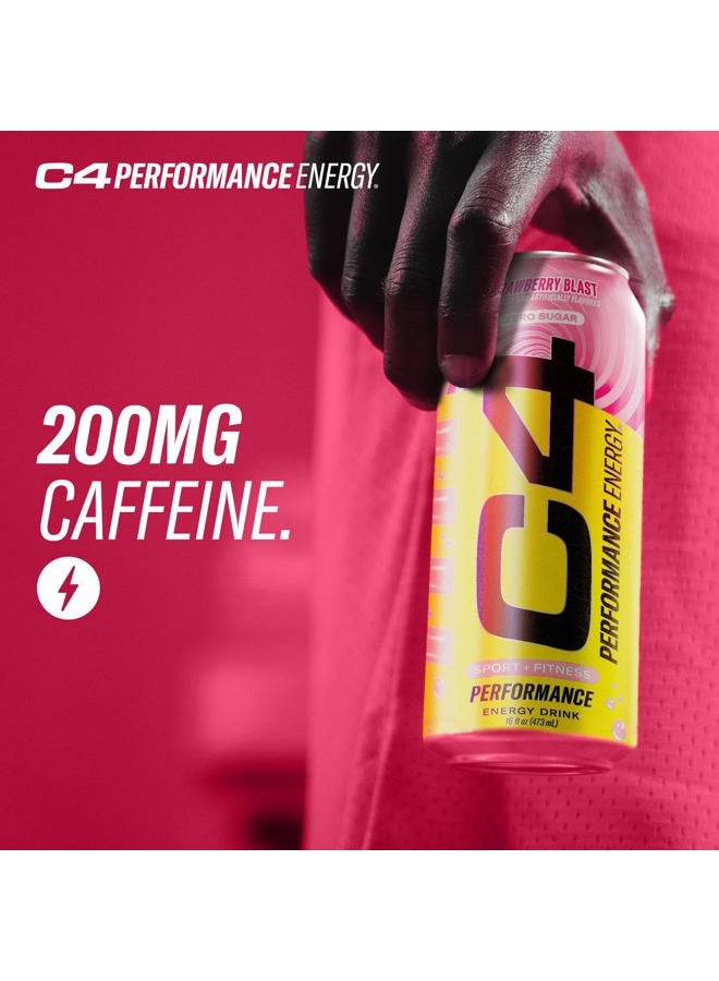 C4 Cellucor C4 Energy Drink, STARBURST Strawberry, Carbonated Sugar Free Pre Workout Performance Drink with no Artificial Colors or Dyes, Pack of 12 - Image 4