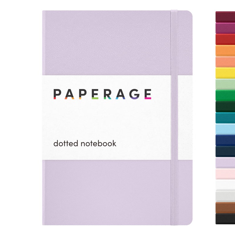 PAPERAGE Dotted Journal Notebook Lavender 160 Pages Medium 56 in x 8 in 100 GSM Thick Paper Hardcover Journaling Notebook for Work School Bullet Journaling