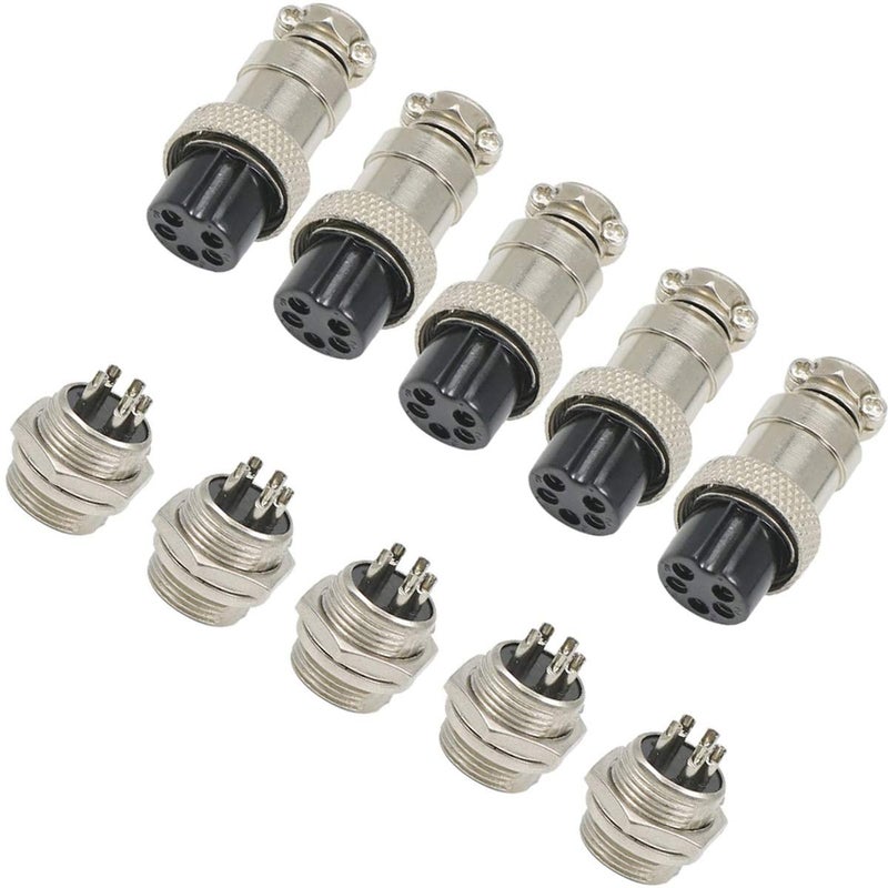 Pen Connector Plugs, 16mm 5 Pin Din Female/Male Aviation Wire Connector Plug, GX16 Metal Chassis Connector Socket - (5 Sets) - Image 4
