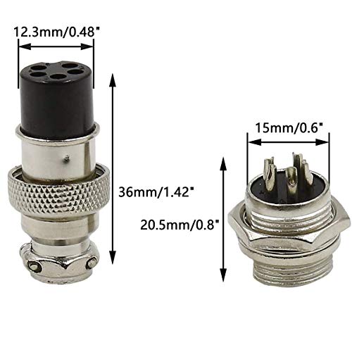 Pen Connector Plugs, 16mm 5 Pin Din Female/Male Aviation Wire Connector Plug, GX16 Metal Chassis Connector Socket - (5 Sets) - Image 3