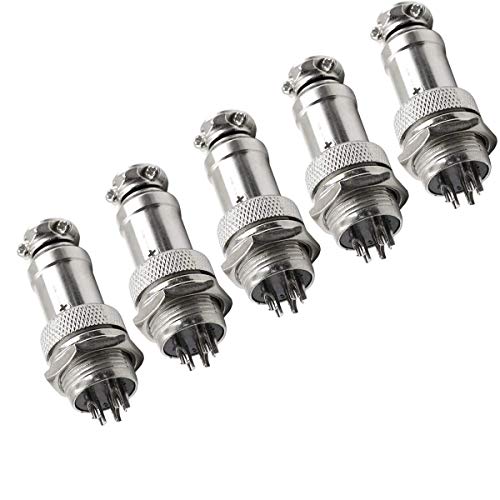 Pen Connector Plugs, 16mm 5 Pin Din Female/Male Aviation Wire Connector Plug, GX16 Metal Chassis Connector Socket - (5 Sets) - Image 2