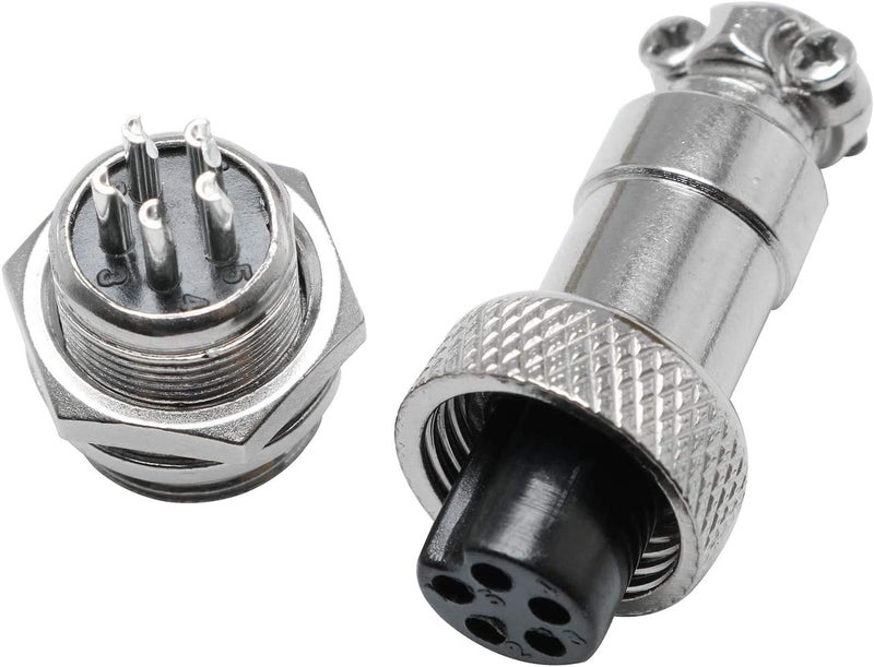 Pen Connector Plugs, 16mm 5 Pin Din Female/Male Aviation Wire Connector Plug, GX16 Metal Chassis Connector Socket - (5 Sets) - Image 5
