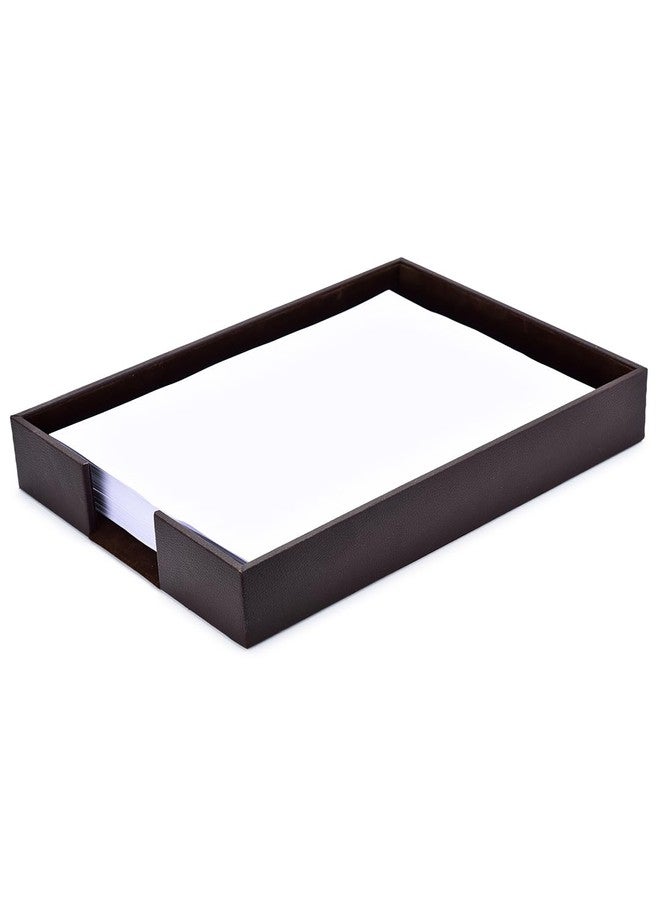 AZYEEA -Leatherette Paper Tray for Desk Table,Office Accessories A4 Document Magazine Holder and Stationary Rectangular Tray with Open Frot Access, Office & Home (Brown) - Image 1