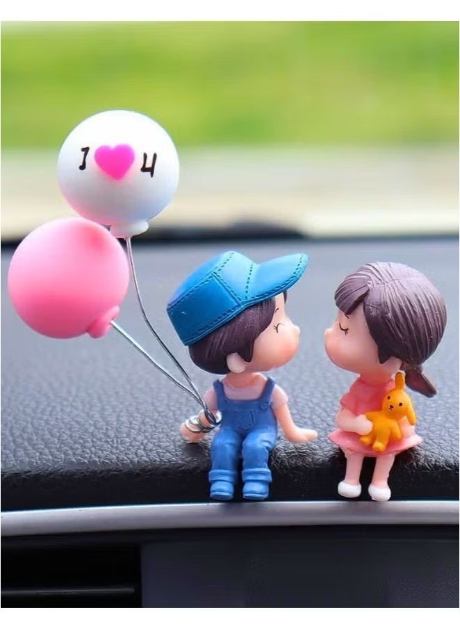 Ailily 2pcs Cute Couple Shape Home Office Decorations with Balloon, Car and Office Accessories, Room Decoration - Image 1