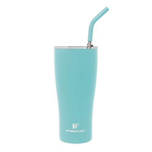 HYDRAFLOW Capri - 30oz Tumbler with Straw - Triple Wall Vacuum Insulated Tumbler - Insulated Smoothie Cup - Stainless Steel Tumbler - Reusable Tumbler with Lid - (Powder Aqua) - Image 1