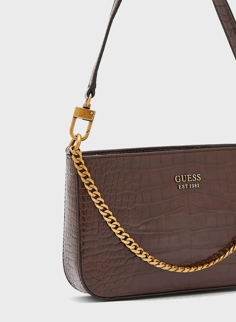 GUESS Katey Croc Mini Top Zip Shoulder Bag