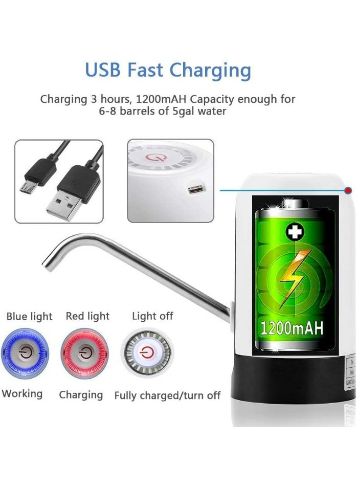 يلا جوي مضخة زجاجات المياه الكهربائية القابلة لإعادة الشحن USB ، موزع جرة المياه المحمولة التلقائي ، مضخة مياه الشرب العالمية لزجاجات المياه 2-5 غالون ، مناسبة للمنزل والمكتب والسفر - Image 3