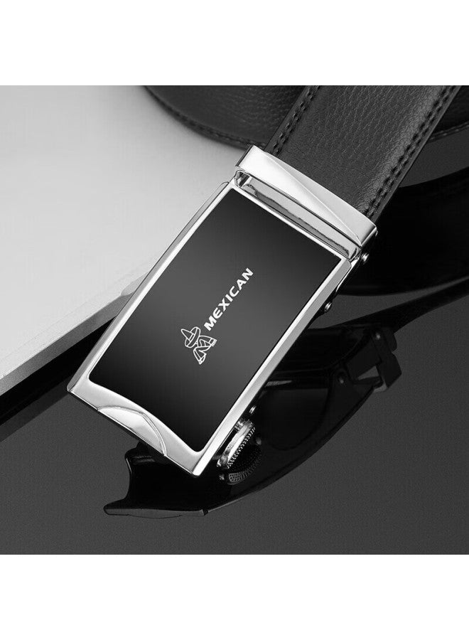 Scarecrow Men's Leather Belt With Automatic Buckle, Genuine Cowhide Business Waistband, Casual Trendy Trouser Belt, Qixi Valentine's Day Gift For Boyfriend - Image 2