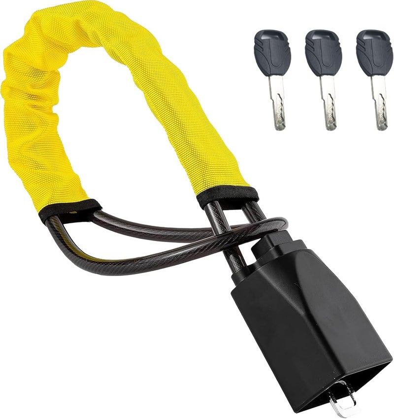 InYoHui Heavy Duty Steering Wheel Lock - High Visibility Anti-Theft Device with 3 Keys for Cars, SUVs, and Vans (Yellow) - Image 1