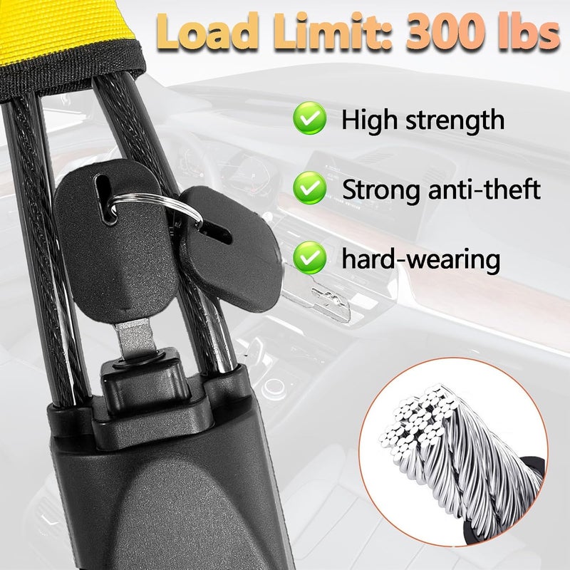 InYoHui Heavy Duty Steering Wheel Lock - High Visibility Anti-Theft Device with 3 Keys for Cars, SUVs, and Vans (Yellow) - Image 4